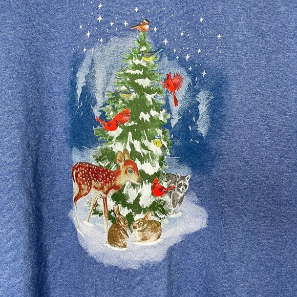 ❄️3/$20 NWOT JERZEES Blue Screen Print Holiday Sweatshirt, 2XL - Picture 3 of 6